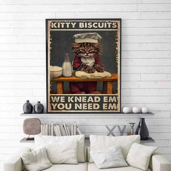 Cat Baking Kitty Biscuit Canvas Art