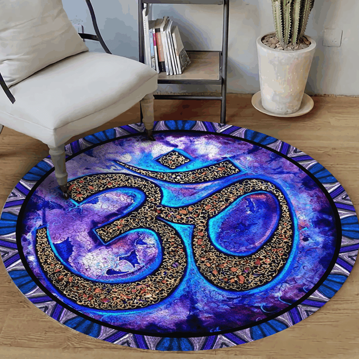 Meditation Ohm Purple Round rug