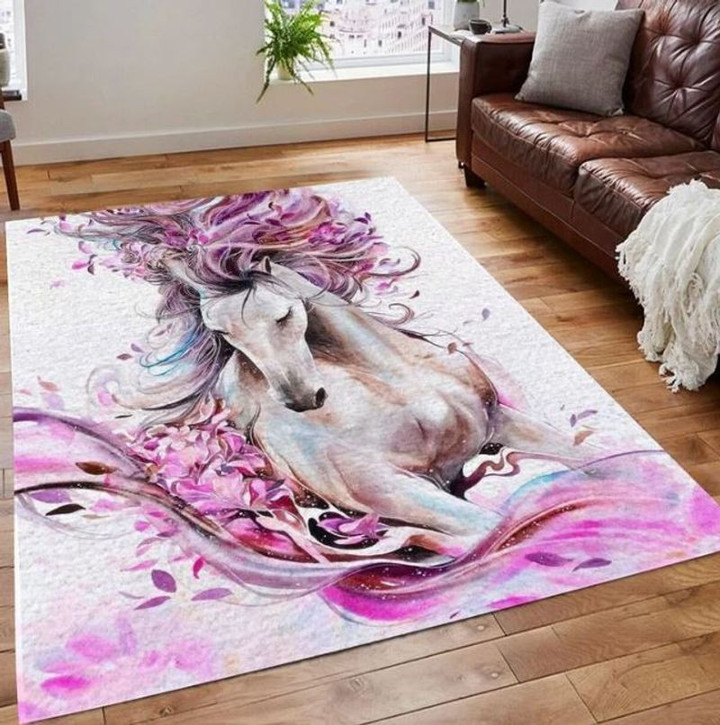 Beautiful Pink Horse Rectangle N5 Rug