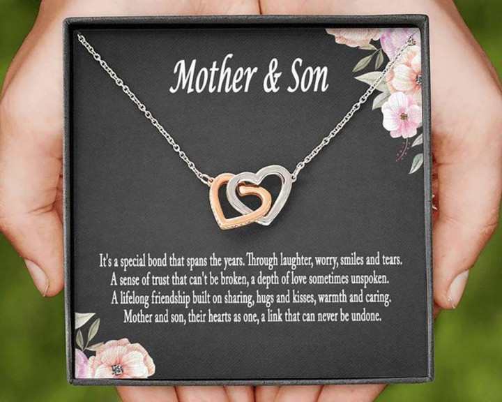 Mom Mother And Son - Mother's Day Gift From Son - Mother Two Hearts Necklace 0921
