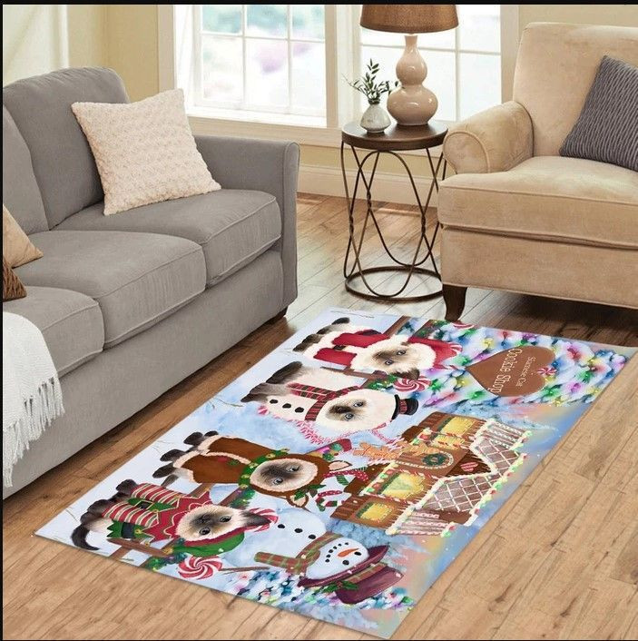 Holiday Gingerbread Cookie Siamese Cats CLA17120899R Rug