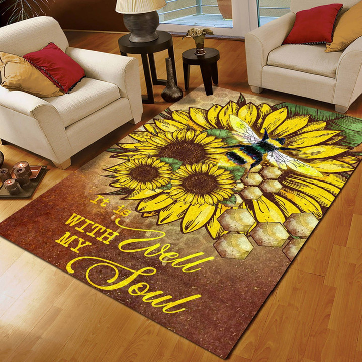 Sunflower Bee It Is Well With My Soul CL16110910MDR Rug