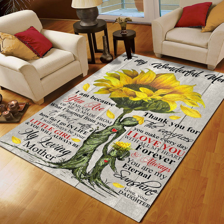 Family Sunflower To My Wonderful Mom Love Your Daughter CL16110356MDR Rug