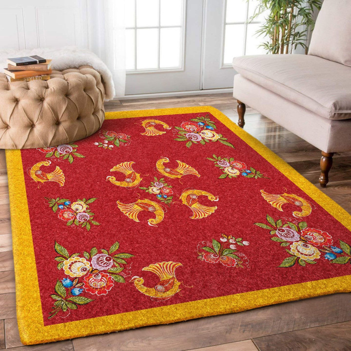 Red And Yellow Flower Birds DN1501134R Rug