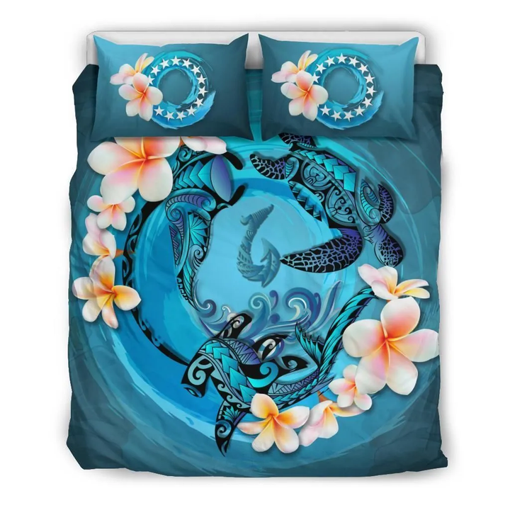Cook Islands Blue Plumeria Animal Tattoo Bedding Set