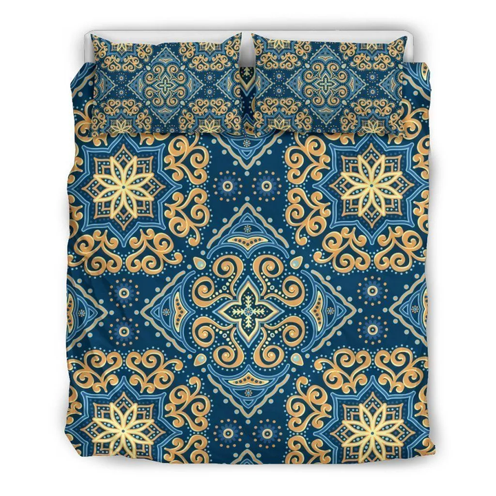 Blue And Gold Bohemian Mandala Bedding Set