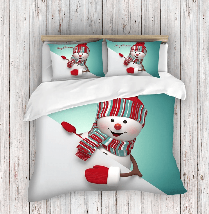 Christmas Snowman Aqua Bedding Set