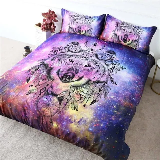 Galaxy Wolf Bedding Set