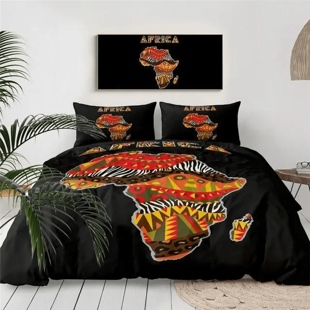 African Themed Map Bedding Set