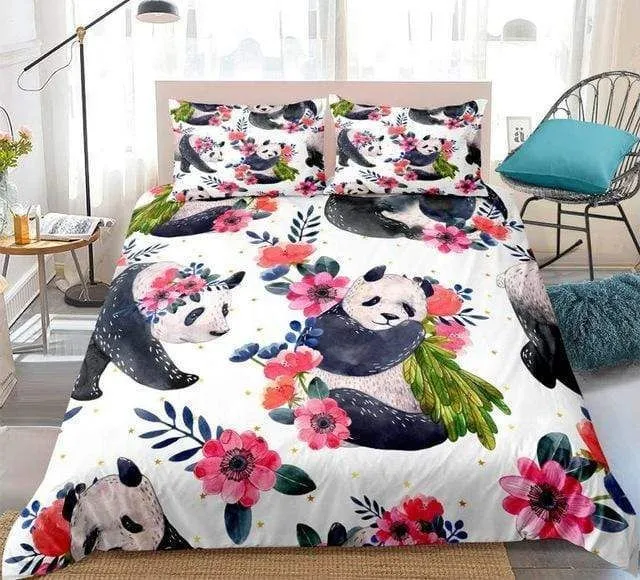 Floral Panda Bedding Set