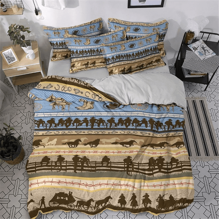 Cowboy Cotton Bed Sheets Spread Comforter Duvet Cover Bedding Set