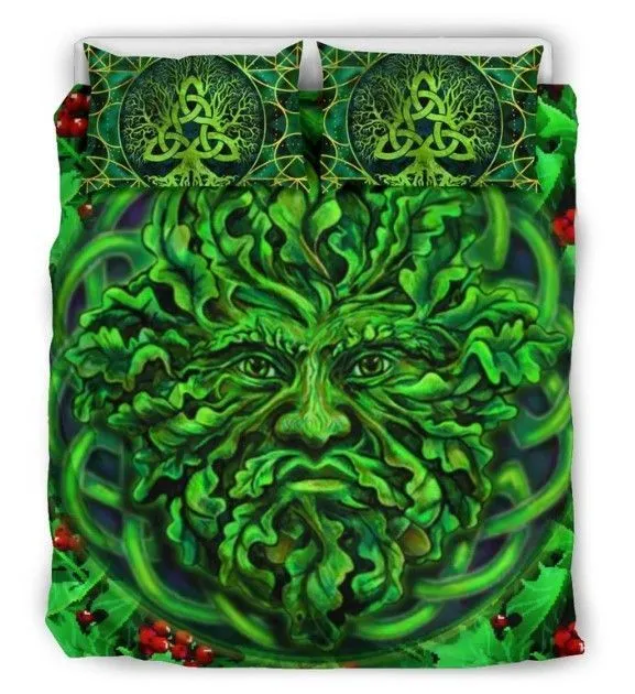 Green Man Pagan Celtic Yule Bedding Set
