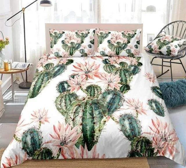 Cactus With Red Flower Bedding Set