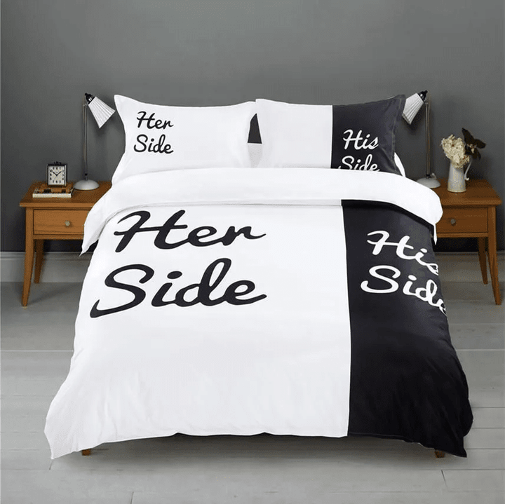 Lovely Funny Her Side His Size Bedding Set
