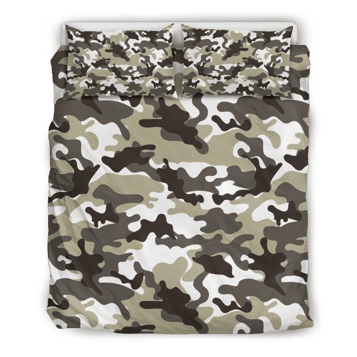 Brown And White Camouflage Bedding Set
