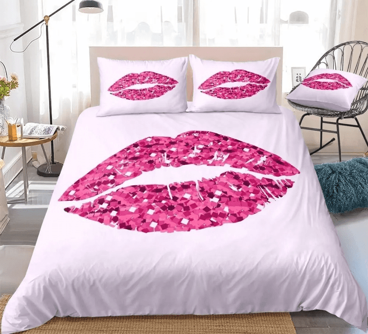 Glittering Pink Lips Bedding Set