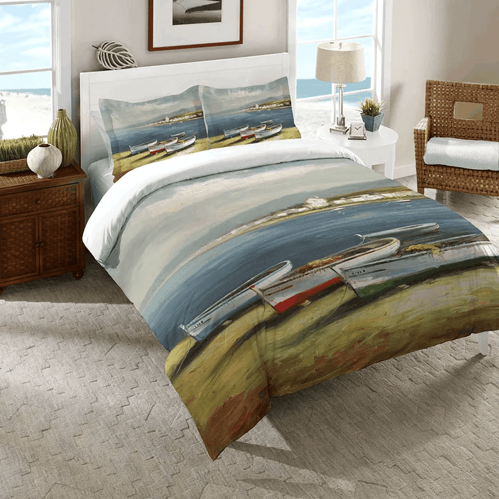 Boats On The Beach Bedding Set