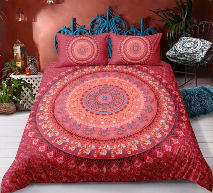 Red Mandala Pattern Bedding Set