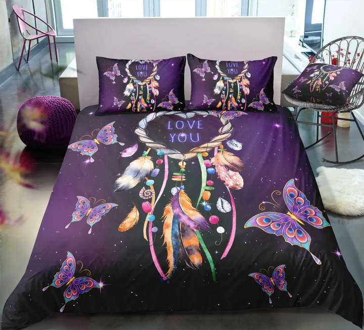 Purple Butterflies Dreamcatcher Bedding Set