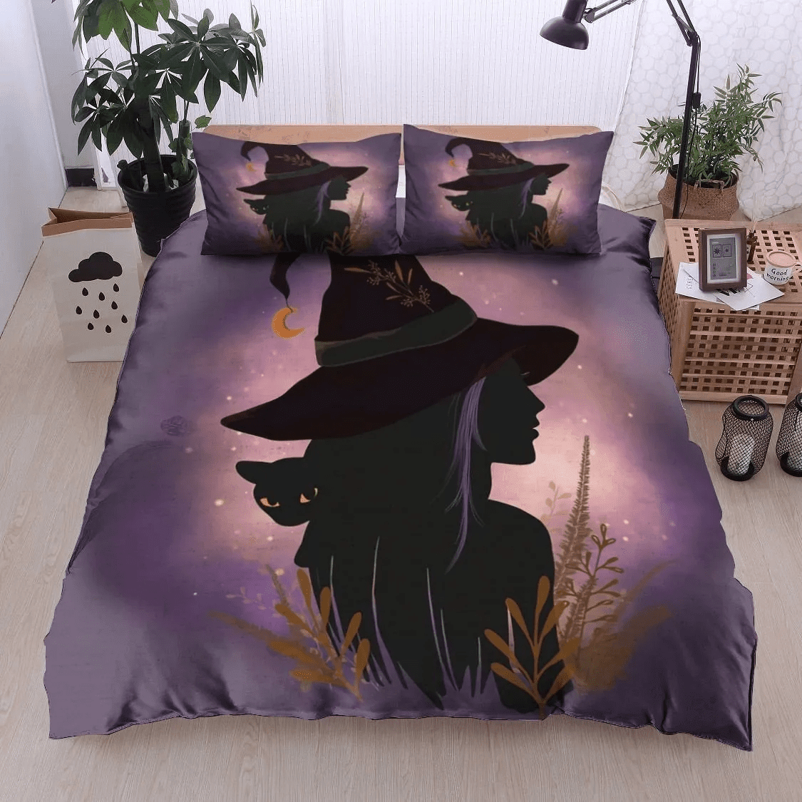 Witch And Black Cat Bedding Set