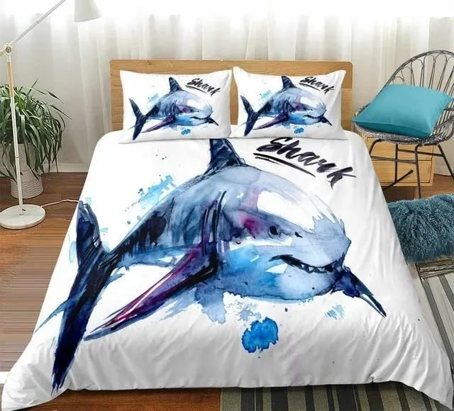 Watercolor Shark Bedding Set