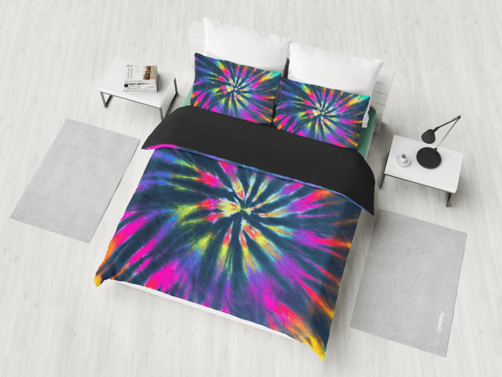 Colorful Neon Tie Dye Hippie Bedding Set