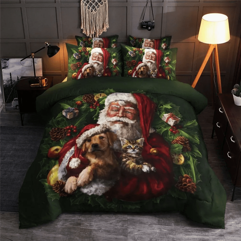 Santa Claus Christmas Cat And Dog Bedding Set