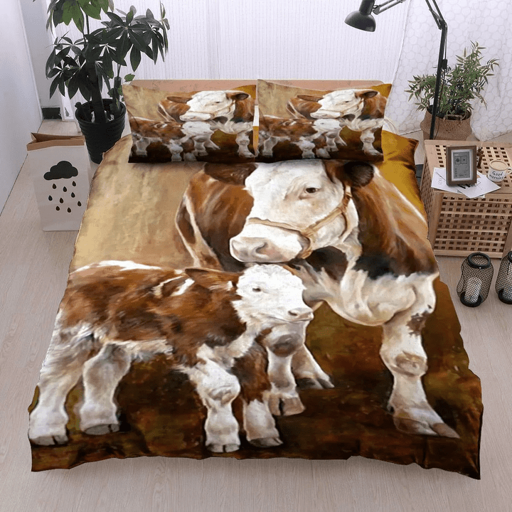 Cow Mom And Baby Bedding Set