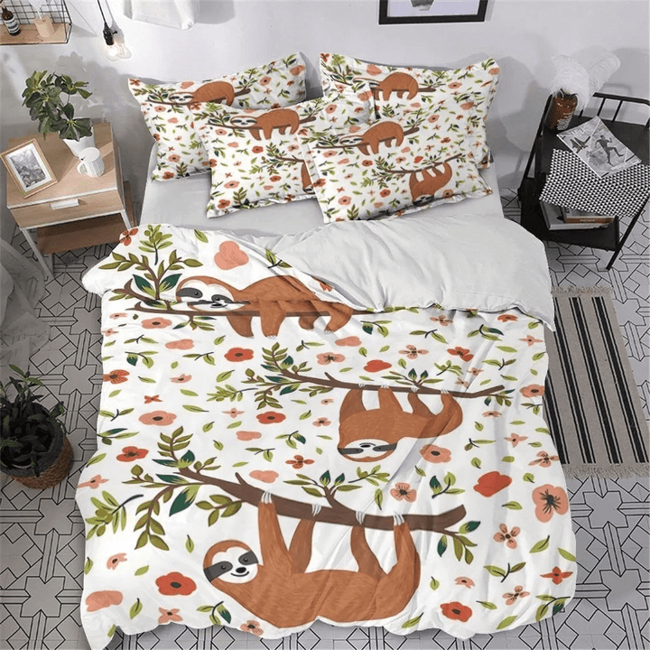 Sloth Cotton Bed Sheets Spread Comforter Duvet Cover Bedding Set