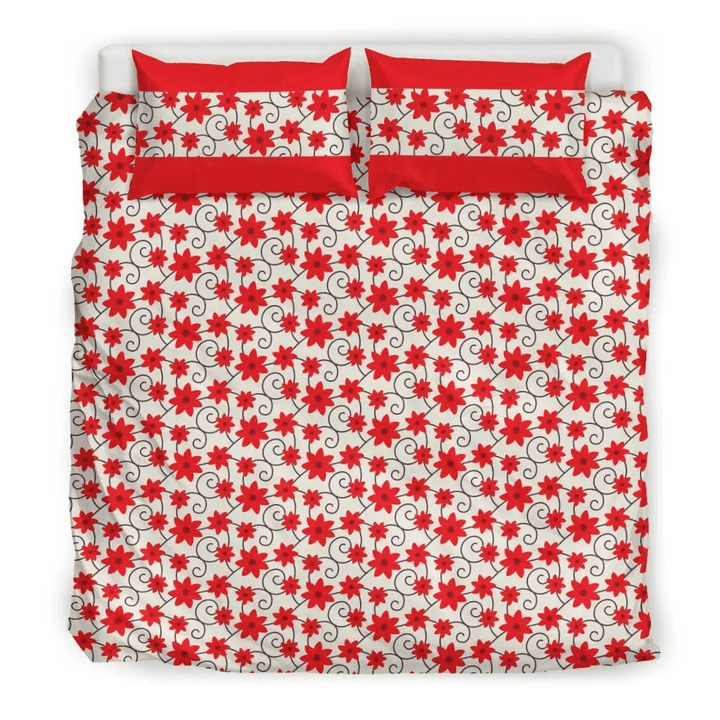 Vintage Red Flower Bedding Set