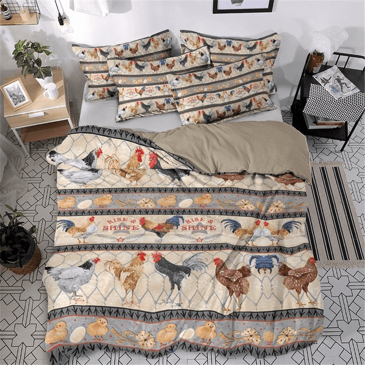 Chicken Cotton Bed Sheets Spread Comforter Duvet Cover Bedding Set