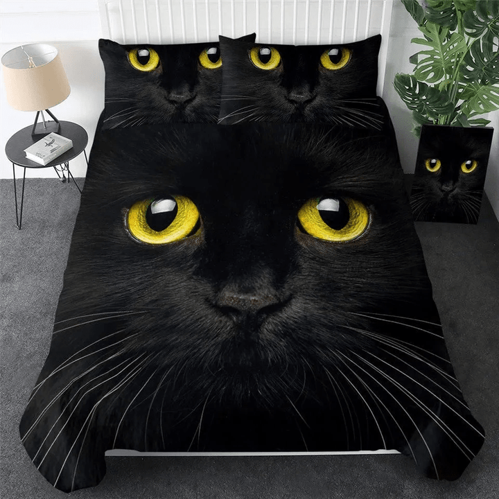 Black Cat Mugshot Bedding Set