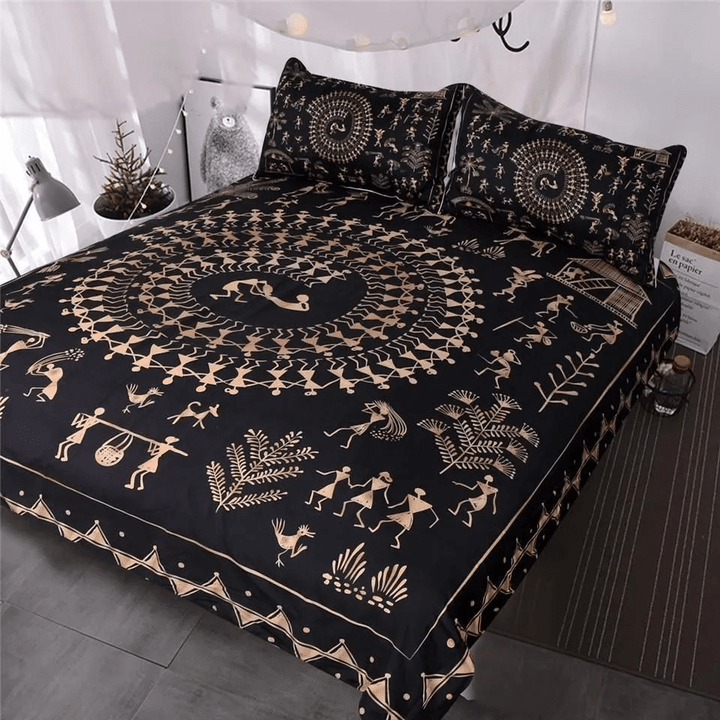 Egyptian Black And Gold Bedding Set