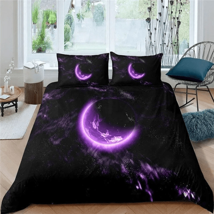 Purple Planet Bedding Set