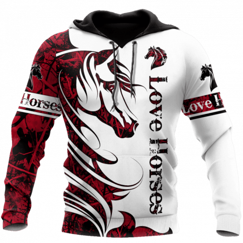 3D All Over Printed Horse Hoodie Love Horses