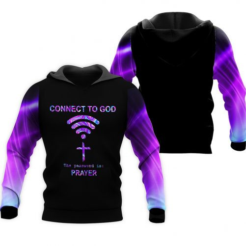 3D All Over Printed Jesus Hoodie Connect To God The Password Is Prayer
