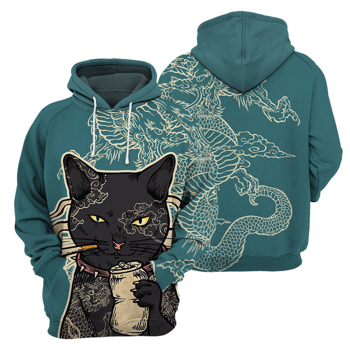 Dragon Black Cat - 3D All Over Printed Hoodie