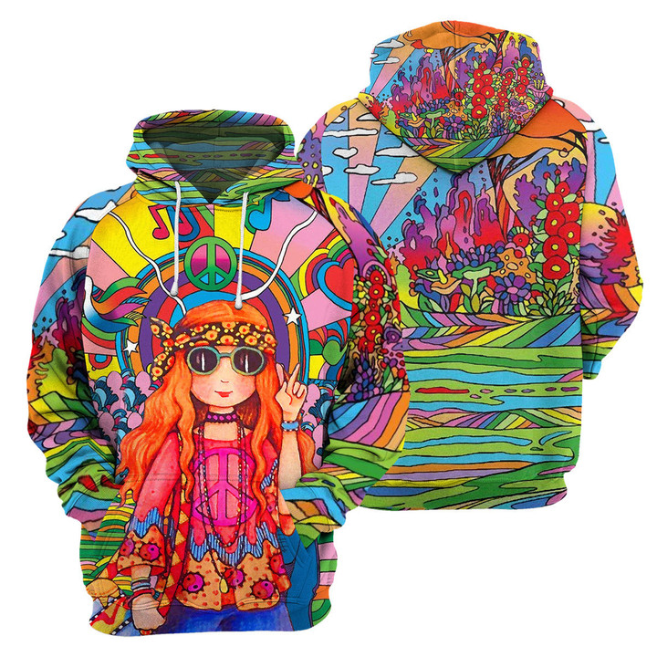 Red Hair Hippie Girl - 3D All Over Printed Hoodie