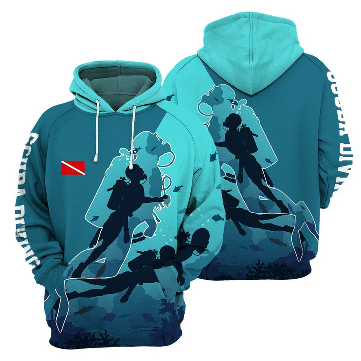 Scuba Diving Flag - 3D All Over Printed Hoodie