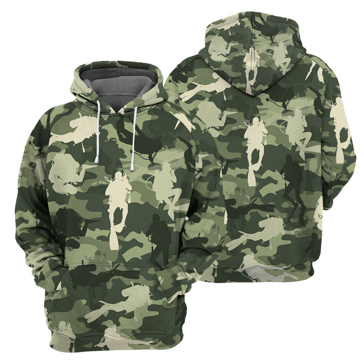 Camo Scuba Diving - 3D All Over Printed Hoodie