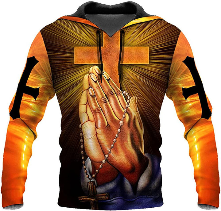 3D All Over Print Christian Jesus Hoodies For Men Women Unisex Praying Hands Sweatshirt Pullover King Printed Sweater