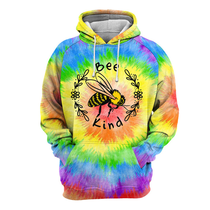 Bee Kind Tie-Dye - 3D All Over Printed Hoodie
