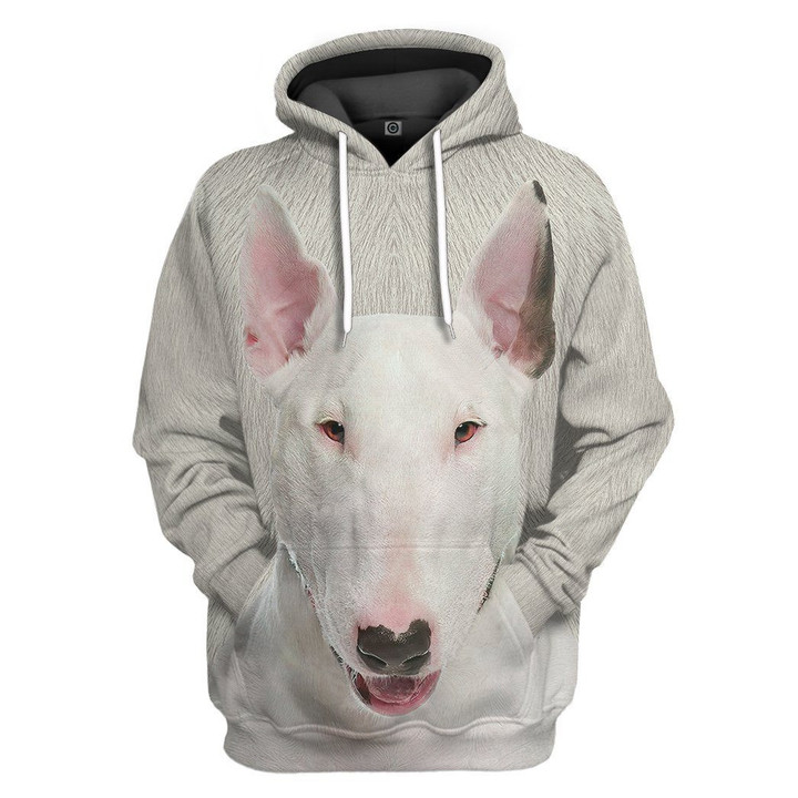 3D Bull Terrier Dog Front And Back Hoodie Apparel