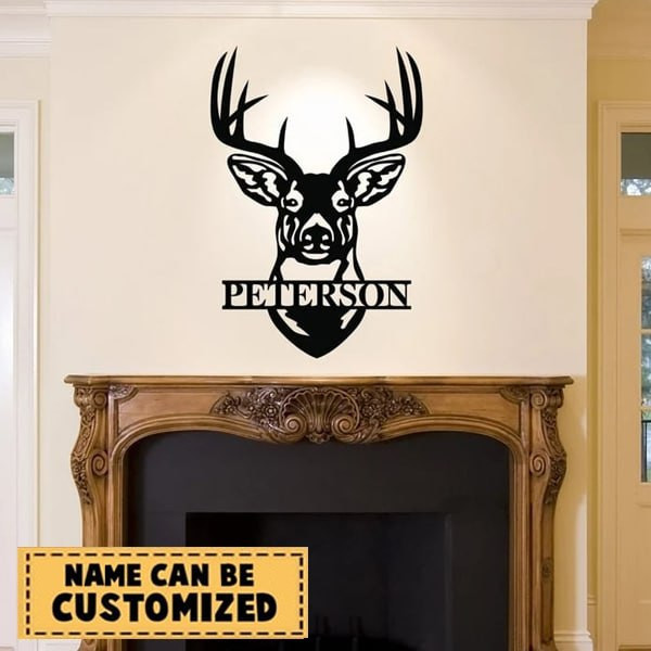Deer Superior Metal Sign | Deer Head Metal Sign Decor Gift - Personalized Custom Monogram | YSA2202