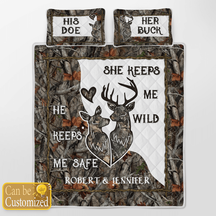 Deer Personalized Quilt Bedding Set | Husband And Sweet Wife | TO2119