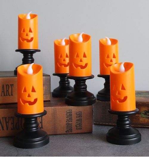 Halloween Candle Light LED Colorful Candlestick Table Top Decoration Pumpkin Party Happy Halloween Party Decor For Home 2021