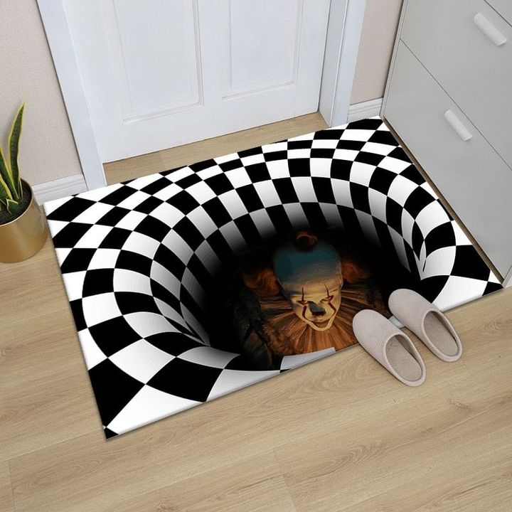 3D Sewer Manhole Cover Horror Home Carpet Clown Trap Visual Carpet Living Room Bedroom Floor Mat Halloween Decoration