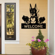 Doberman Gunsmoke Welcome Metal Sign, Personalized Dog Metal Sign