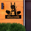Doberman Gunsmoke Welcome Metal Sign, Personalized Dog Metal Sign
