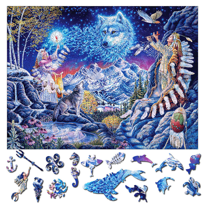 Zedbubble Wolf Spirit Acrylic Jigsaw Puzzle 648 pieces 45x60cm